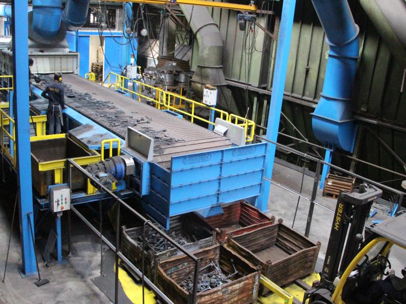 cooling, degating and sorting