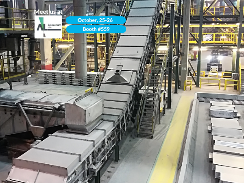 hot aluminum shreds conveying